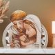 ICONA DA APPOGGIO SACRA FAMIGLIA IN RESINA E LEGNO BOMBONIERE BATTESIMO ECONOMICHE OFFERTA
