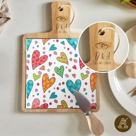 SET TAGLIERE E COLTELLINO CON MATTONELLA IN CERAMICA DECORATA: LA BOMBONIERA PERFETTA PER IL MATRIMONIO