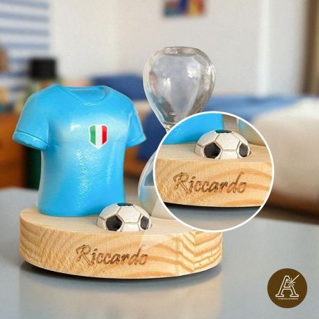 CLESSIDRA SABBIA BIANCA CON MAGLIA DA CALCIATOLE NAZIONALE E PALLONE DA CALCIO