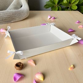 VASSOIO PORTABOMBONIERE EFFETTO PELLE IN FIBRA BIANCO MATRIMONIO