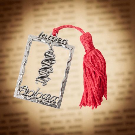 CIONDOLO CORNICE LAUREA IN BIOLOGIA CON SIMBOLO DNA IN ZAMA BOMBONIERE OGGETTINI