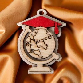 ACCESSORI DECORAZIONE BOMBONIERE MAPPAMONDO E TOCCO LAUREA APPLICAZIONI CIONDOLI LEGNO
