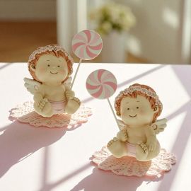 ANGIOLETTI SALVADANAI ORIGINALI IN RESINA CON CORONCINA DI FIORI BOMBONIERE ORIGINALI