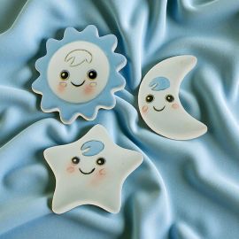 SIMPATICHE CALAMITE LUNA STELLA E SOLE SOGGETTI ASSORTITI OGGETTINI NASCITA BAMBINO