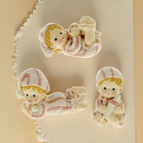 SIMPATICHE BAMBINE IN PIGIAMINO CON BIBERON OGGETTINI ANNUNCIO NASCITA FEMMINUCCIA