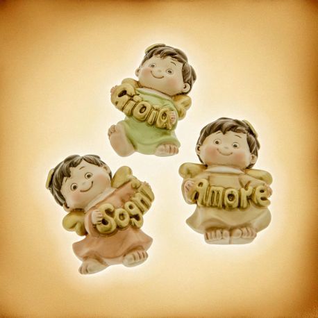 MAGNETI BATTESIMO CON ANGELI COLORATI SOGNI AMORE E GIOIA