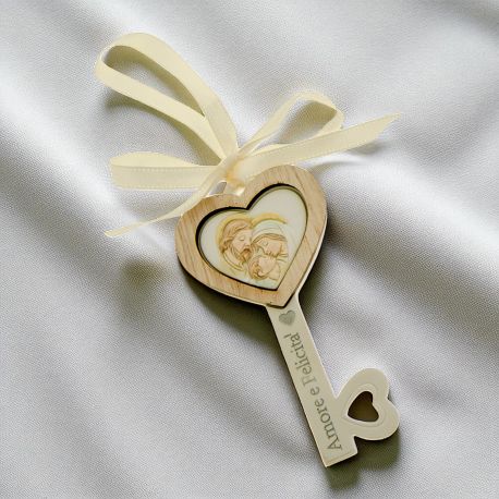 CHIAVI BOMBONIERE SACRA FAMIGLIA IN RESINA E LEGNO IDEE ECONOMICHE