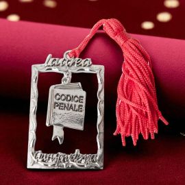 CIONDOLO CORNICE LAUREA FACOLTÁ LEGGE GIURISPRUDENZA ACCESSORI BOMBONIERE CODICE PENALE