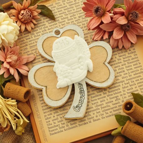 GESSETTI A FORMA DI CALICE CON TRIFOGLIO IN LEGNO ACCESSORI BOMBONIERE COMUNIONE