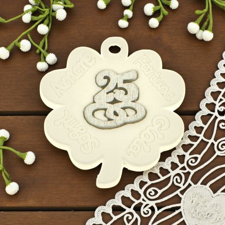 GESSETTI QUADRIFOGLIO 25° ANNIVERSARIO CON INSERTI IN LEGNO FEDI E CUORI
