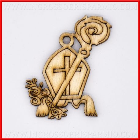 DECORAZIONI IN LEGNO MITRA E BASTONE CONFETTATA CRESIMA BOMBONIERE FAI DA TE