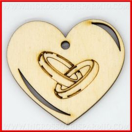 CUORI IN LEGNO DECORATI CON FEDI INTRECCIATE DECORAZIONI MATRIMONIO BOMBONIERE FAI DA TE 