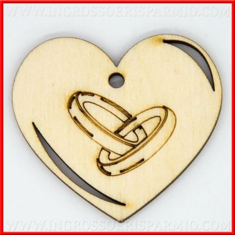CUORI IN LEGNO DECORATI CON FEDI INTRECCIATE DECORAZIONI MATRIMONIO BOMBONIERE FAI DA TE 