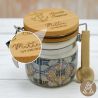 BOMBONIERE CRESIMA BARATTOLINO PORTACONFETTI CERAMICA TAPPO PERSONALIZZABILE