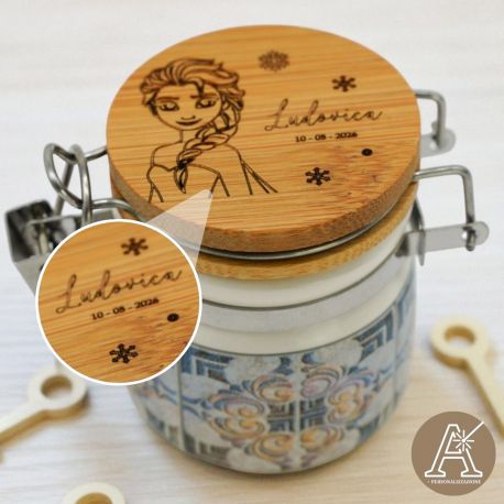 BARATTOLINO ERMETICO PERSONAGGIO DISNEY "FROZEN" PERSONALIZZABILE CON NOME E DATA