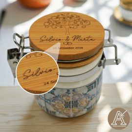 BARATTOLINO PORTACONFETTI PERSONALIZZATO ALBERO DELLA VITA MATRIMONIO ANNIVERSARIO