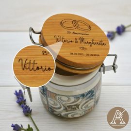 BARATTOLINO PORTACONFETTI PERSONALIZZATO 25° ANNIVERSARIO CON NOME SPOSI