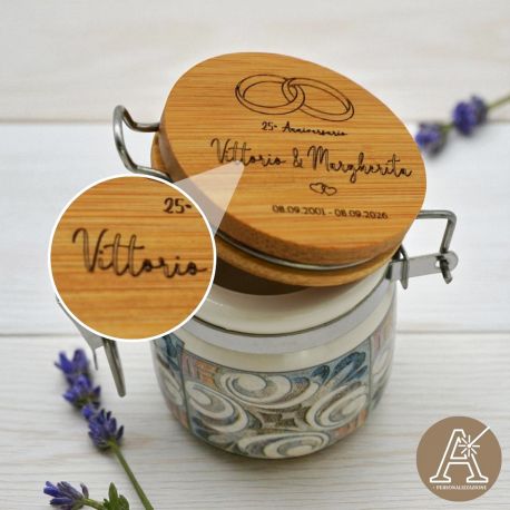 BARATTOLINO PORTACONFETTI PERSONALIZZATO 25° ANNIVERSARIO CON NOME SPOSI