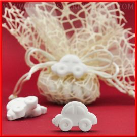 MACCHININE IN GESSO APPLICAZIONI PER BOMBONIERE MASCHIETTO NASCITA BATTESIMO COMPLEANNO