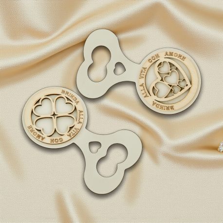 LEVATAPPI IN METALLO CON APPLICAZIONI IN LEGNO BOMBONIERE UTILI MATRIMONIO