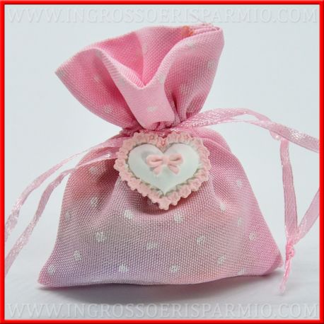 CUORI GESSETTI COLORATI BATTESIMO E NASCITA BAMBINA VENDITA STOCK ACCESSORI PORTACONFETTI