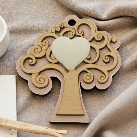 APPENDINI ALBERO DELLA VITA ROSA GESSETTO CUORE CONFETTATE BATTESIMO ORIGINALI