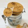 SPOSI INNAMORATI SU BARATTOLINO ERMETICO BOMBONIERA MATRIMONIO PERSONALIZZATA IN CERAMICA CON CUORICINO