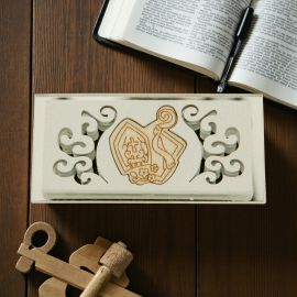 DECORAZIONI CON INSERTO IN LEGNO SIMBOLI CRESIMA CONFETTATE ECONOMICHE