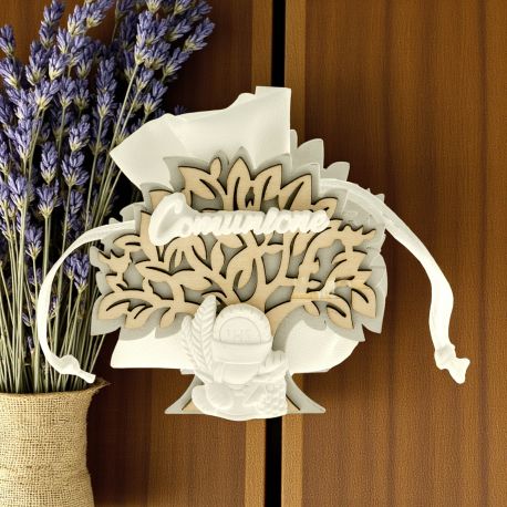 ALBERO DELLA VITA PORTACONFETTI IN LEGNO CON GESSETTO