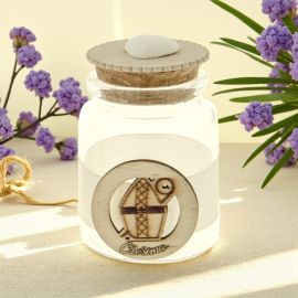 VASETTI CON TAPPO IN SUGHERO CON APPLICAZIONE IN LEGNO CONFETTATE CRESIMA