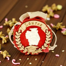 CONFETTATA LAUREA SCATOLINE IN LEGNO CON SACCHETTO BOMBONIERE ECONOMICHE