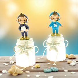 BARATTOLINI IN VETRO PORTA CONFETTI CON STATUINE SUB: UN RICORDO MARINO DA GUSTARE