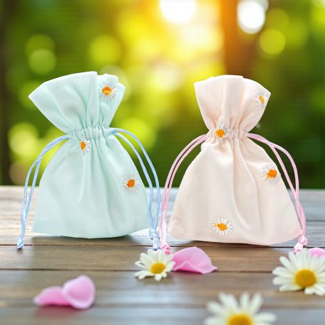 SACCHETTINI PORTA CONFETTI JUTA BIANCHI PER NASCITA - ELEGANZA CON FIOCCHETTO E FARFALLINA