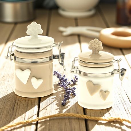 BARATTOLO PORTA SPEZIE CON CUORICINI E ALBERO: BOMBONIERA UTILE