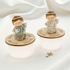 SCATOLINA PLEXIGLASS ANGIOLETTO CON CUORE E PAROLE SIGNIFICATIVE - MESSAGGIO DI AFFETTO PER EVENTI SPECIALI