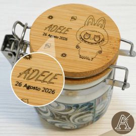 BARATTOLINO ERMETICO PERSONAGGIO LABUBU COMPLEANNO BIMBO E BIMBA