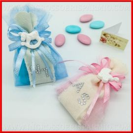 PORTACONFETTI CON GESSETTI NASCITA E BATTESIMO BOMBONIERE PERSONALIZZATE INIZIALI