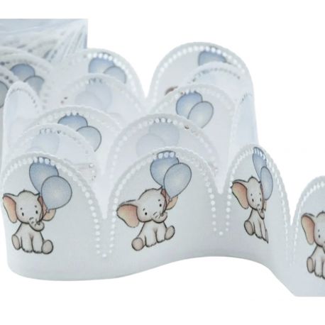 NASTRO PORTACONFETTI NASCITA CON STAMPA ELEFANTI ROSA NASCITA FEMMINUCCIA SEGNAPOSTO BATTESIMO PRIMO COMPLEANNO 2020