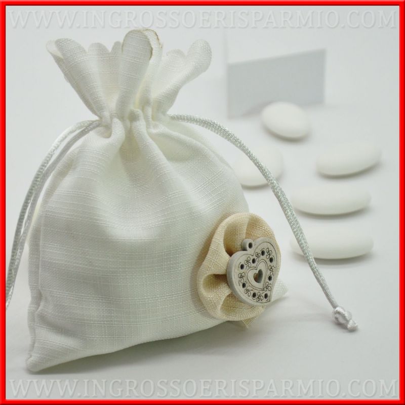 SACCHETTI CONFETTI MATRIMONIO ORIGINALI APPLICAZIONE CUORE Doni