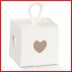 SCATOLE PER BOMBONIERE E PORTACONFETTI ORIGINALI CON CUORE BIANCHE CORDONCINO SEGNAPOSTO
