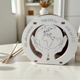 DIFFUSORE AMBIENTE TONDO PLANISFERO LEGNO TORTORA E BIANCO