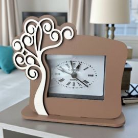 OROLOGIO SVEGLIA CON NUMERI ROMANI CON ALBERO DELLA VITA BIANCO PER MATRIMONIO