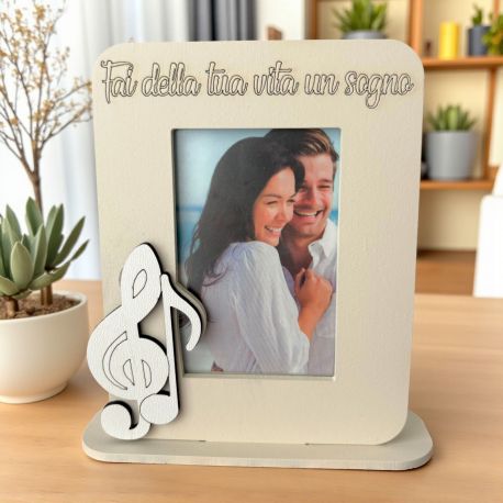CORNICE PORTAFOTO CON NOTE MUSICALI E FRASE INSPIRATRICE PER BOMBONIERE