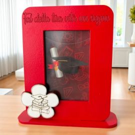 PORTAFOTO CON FIORE E SIMBOLI DI LAUREA RICORDI UNICI PER IL TRAGUARDO