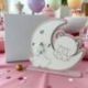 OROLOGIO A FORMA DI LUNA CON ORSETTO PER BATTESIMO FEMMINUCCIA