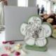 OROLOGIO A FORMA DI FIORE CON SPOSI IN ABITI ELEGANTI PER BOMBONIERE MATRIMONIO