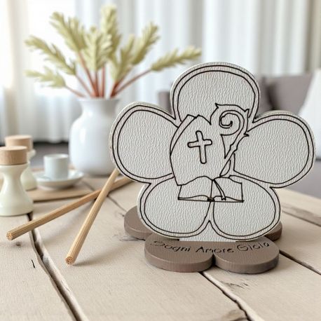 PROFUMATORE AMBIENTE CON FIORE E SIMBOLI SACRI PER CRESIMA