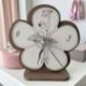 OROLOGIO A FORMA DI FIORE CON BALLERINA PER BOMBONIERE BATTESIMO BIMBA