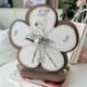 OROLOGIO A FORMA DI FIORE CON BALLERINA PER BOMBONIERE BATTESIMO BIMBA