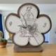 OROLOGIO A FORMA DI FIORE CON SIMBOLI SACRI PER PRIMA COMUNIONE